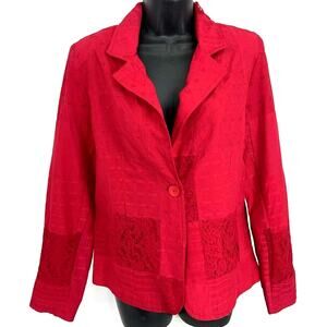 NWT Coldwater Creek Red Eyelet And Lace Detail Women's Size S